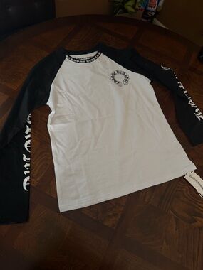 Chrome Hearts Black and White Long Sleeve Raglan Tee
